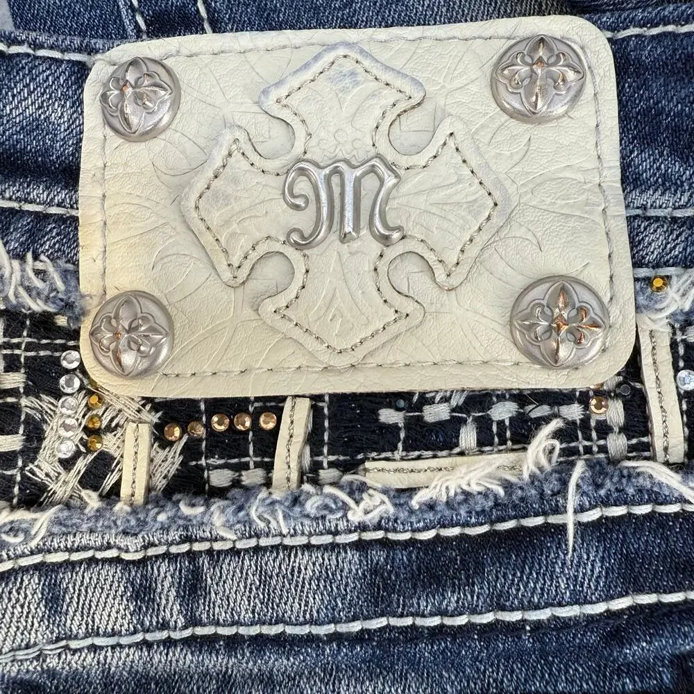 Miss Me Jeans Women's 27x33 (4) Blue Signature Boot Tall Western Bling EUC - Picture 5 of 16